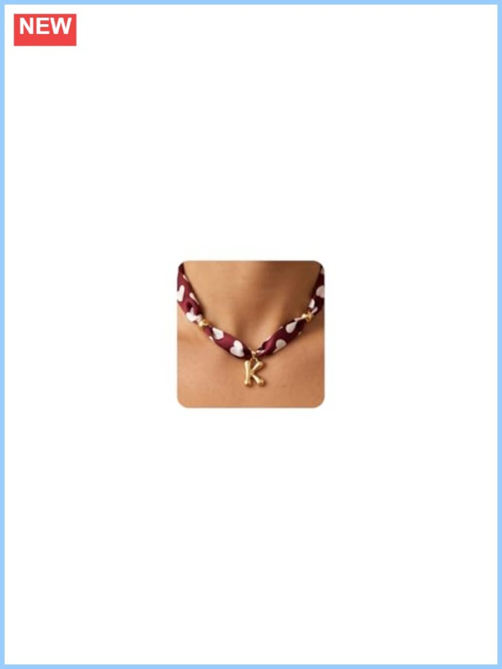 Personalized Women's Initial Scarf Necklace, Gold Plated Stainless Steel